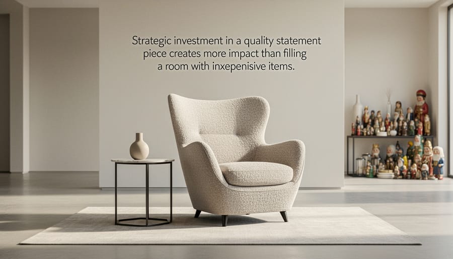Well-designed living room featuring a quality sofa as the focal point with complementary budget-friendly accents